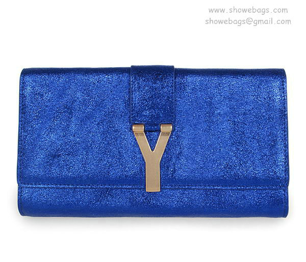 YSL belle de jour iridescent leather clutch 26570 blue
